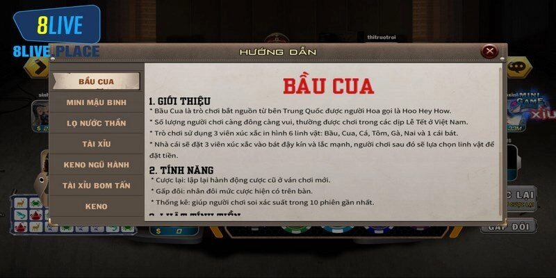 Luật chơi của bầu cua cũng tương tự với cách chơi truyền thống